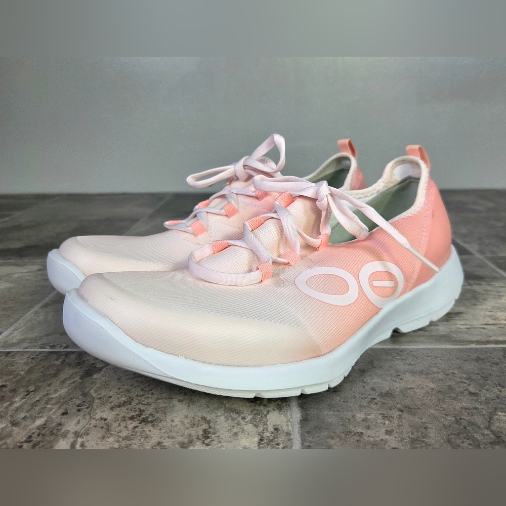 OOFOS Women's Sneakers Pink Gradient White Sole - Picture 5 of 14